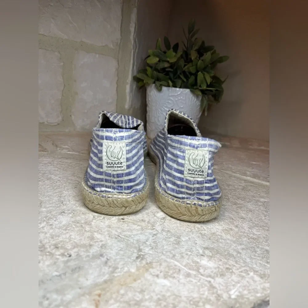Cousu Main blue and white striped espadrilles Classic flat sz EU 46 US 12